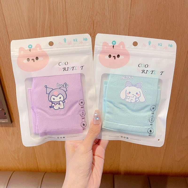Hello Kitty Kuromi Sun Protection Arm Sleeves Breathable Cooling Arm Sleeves for Students UV-Protective Puff Sleeves Qme