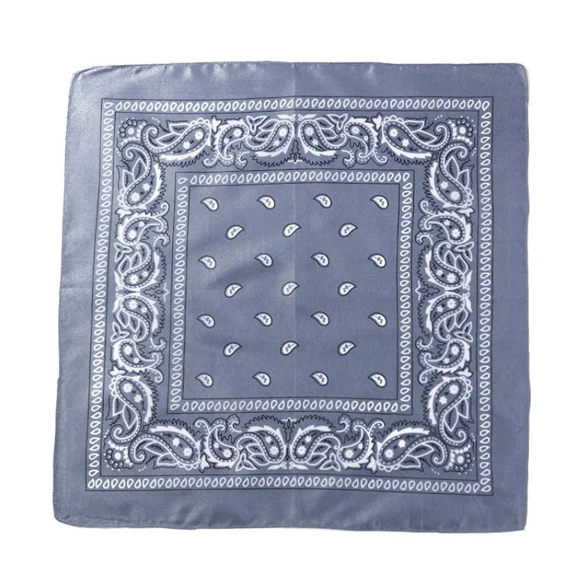 Fashion Hip Hop Bandana Kerchief Unisex Black Hair Band Neck Scarf Qme GRAY 55CM-55CM