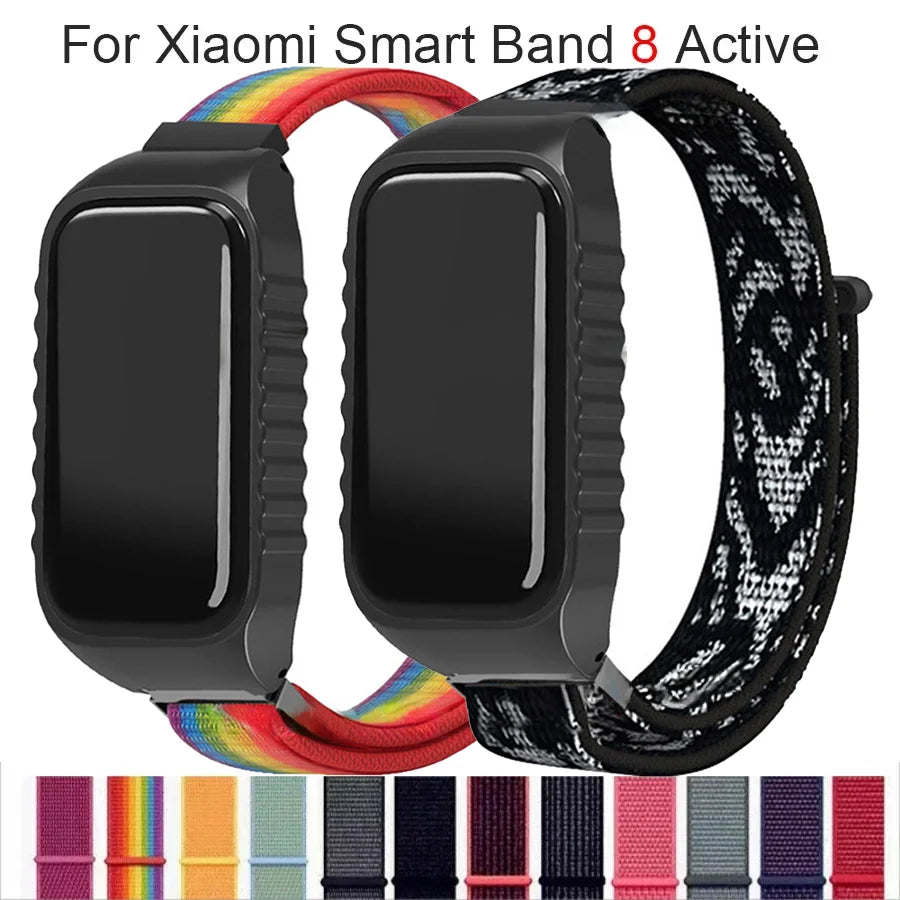For Xiaomi Smart Band 8 Active Strap Nylon Loop Wristband Bracelet For Mi Band 8 Active Smart Watch Band Correa Belt Accessories Qme