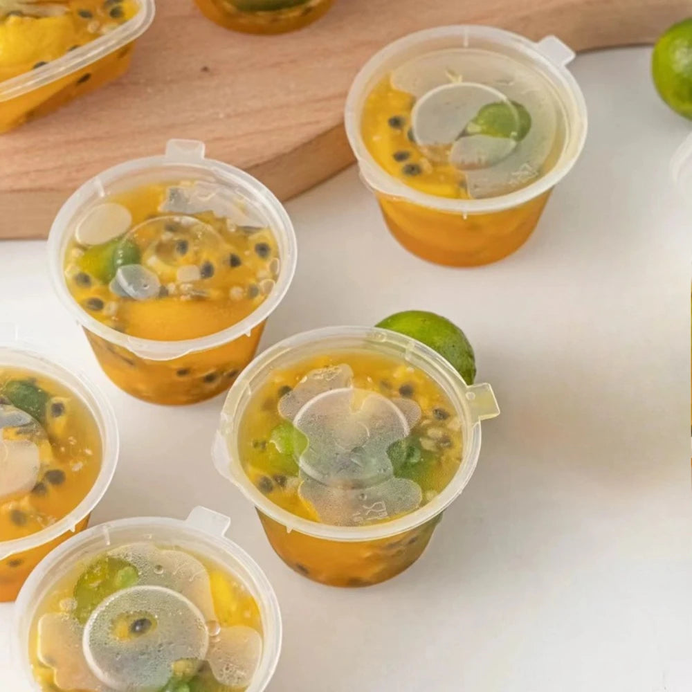 50/100Pcs Disposable Plastic Sauce Containers with Lids Mini Food Cups for Chutney Chili Sauce Kitchen Seasoning Storage Qme