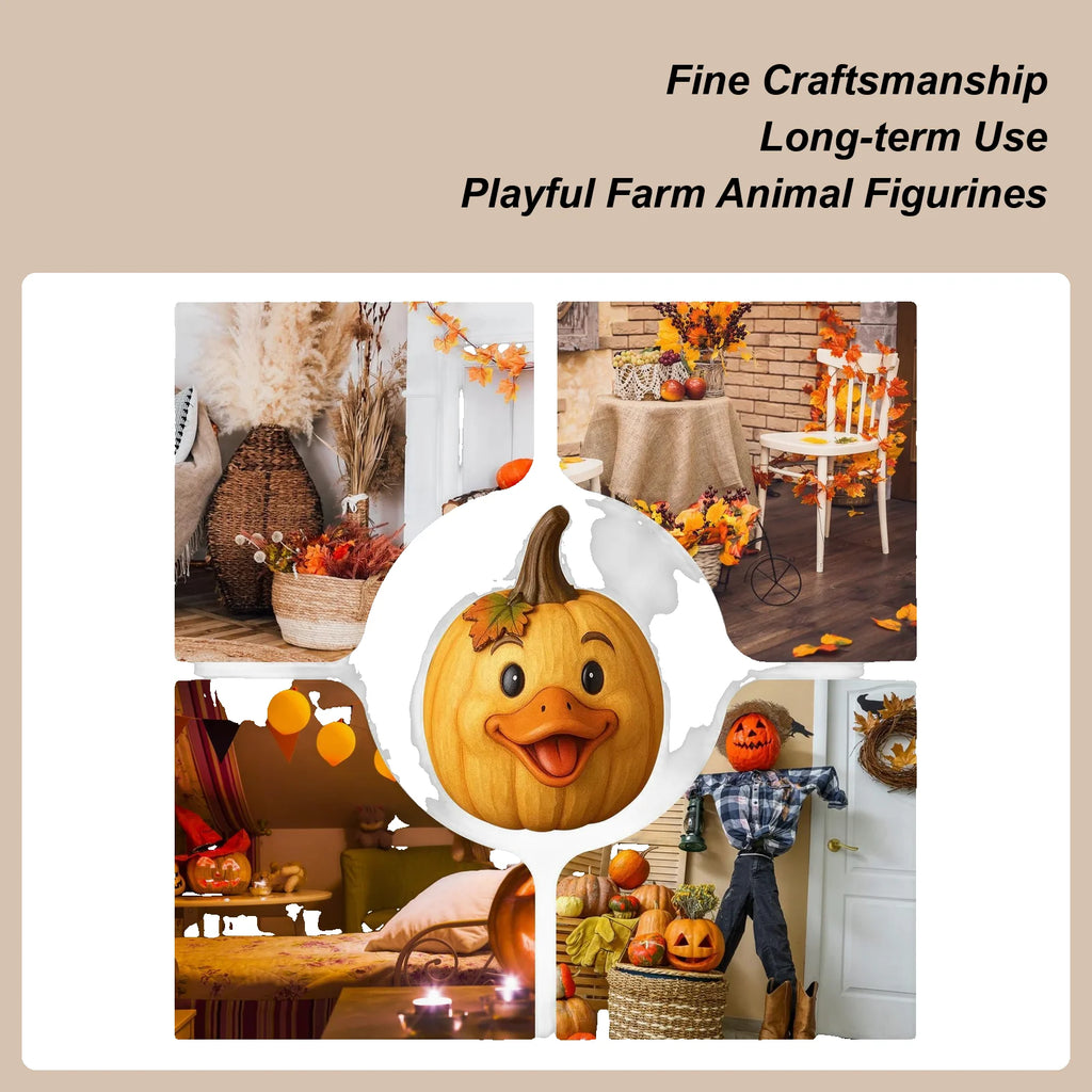 Farm Animal Pumpkin Decorations Cow Duck Sheep Chicken Desk Figurine Qme
