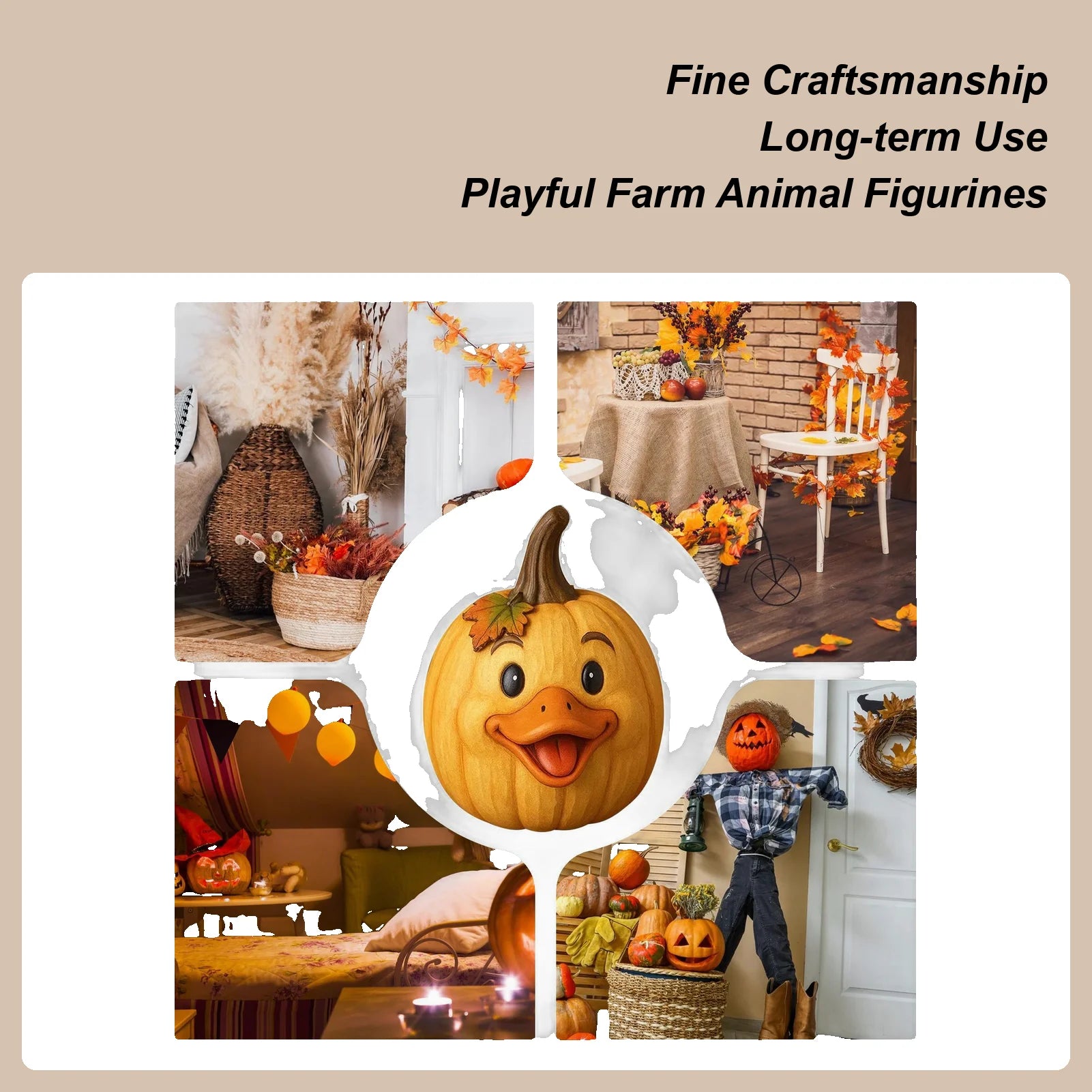 Farm Animal Pumpkin Decorations Cow Duck Sheep Chicken Desk Figurine Qme