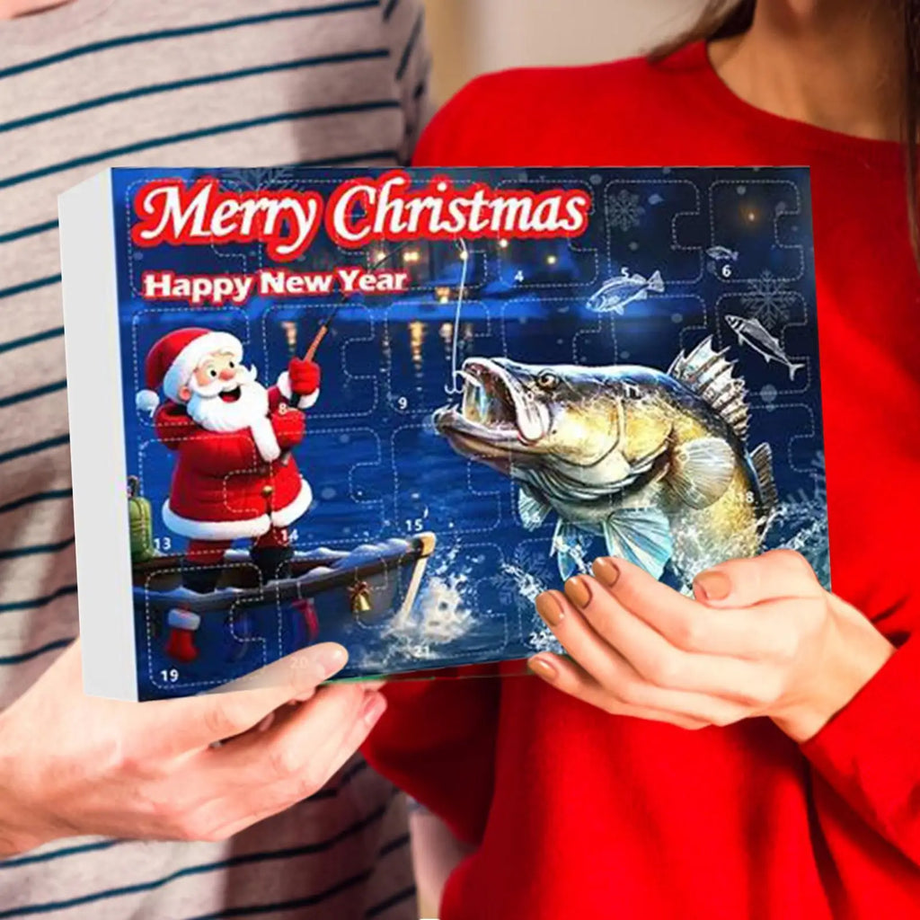 Advent Fishing Calendar 2025 24-Day Bait Holiday Fish Lure Countdown Qme