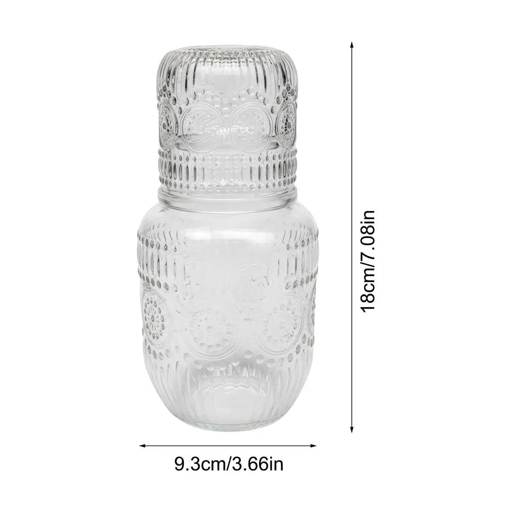 Bedside Carafe and Glass Set Snowflake Design Elegant Pitcher Glass Carafe for Tea Coffee Milk Juice Drink Tea Coffee Milk Juice Qme As Picture
