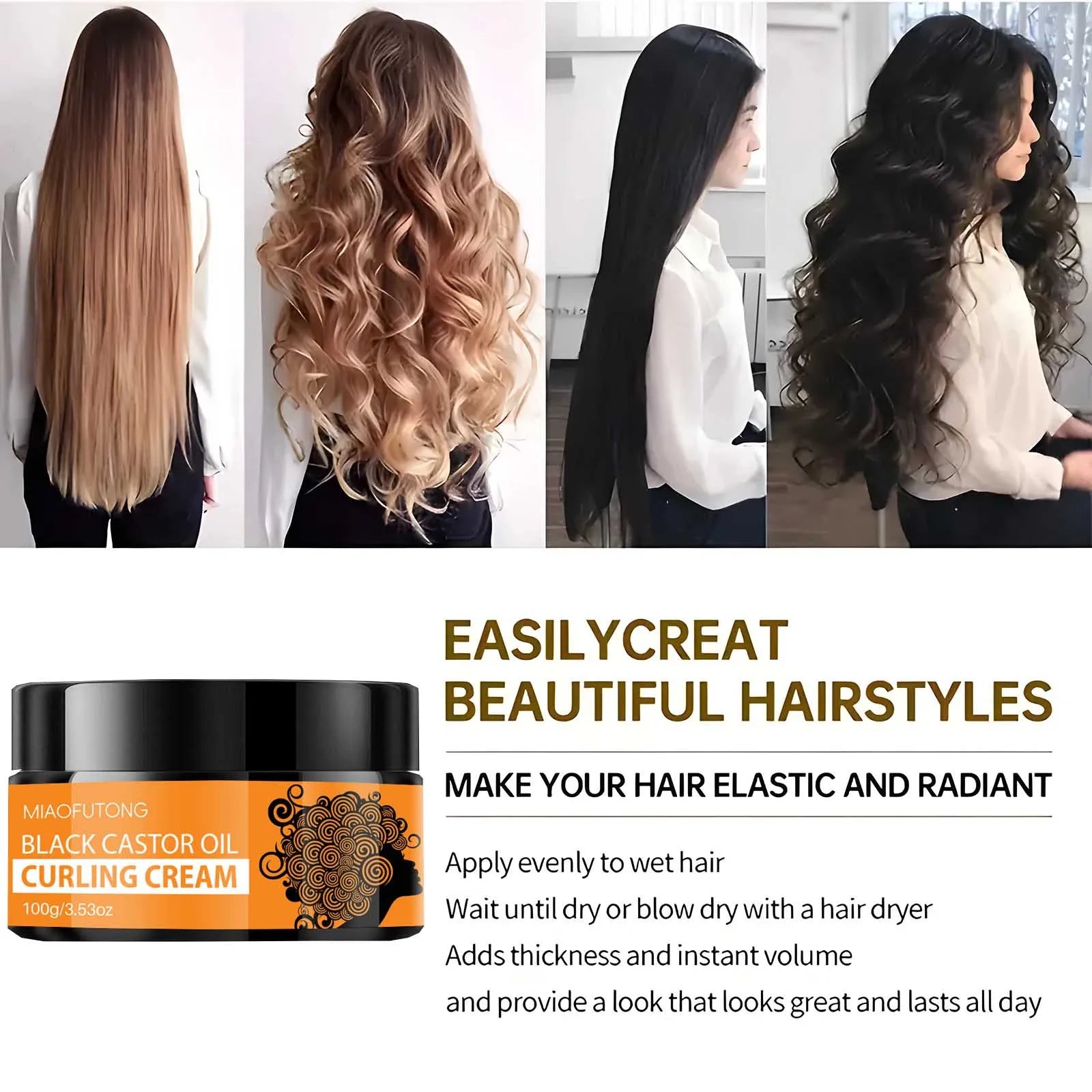 Black Castor Oil Healthy Moisturizes And Defines Curls Suitable For Dry Curly Hair For Both Men And Women,Repair Hair Tangles Qme