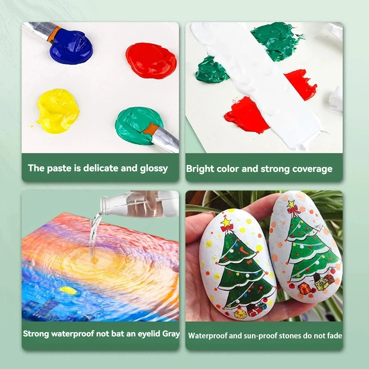 12/18/24/36 Colors Acrylic Paint Set,12ml Acrylic Painting Kit ,Rich Pigment , for Paper,Wood,Canvas,Rock,Ceramic,Clothes,DIY Qme