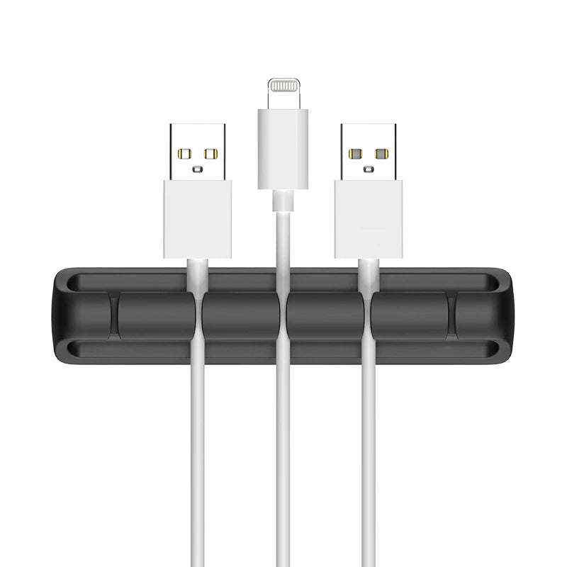 Desktop Charging Data Line Fixator Multiport Storage Line Tabletop Cable Organizer Smart Device Charging Wire For Mouse Cables Qme Black 5 holes