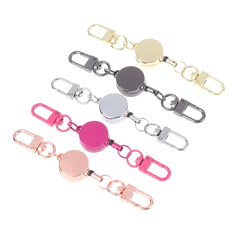 Security Metal Easy-pull Buckle Twine Retractable Key Holder Qme