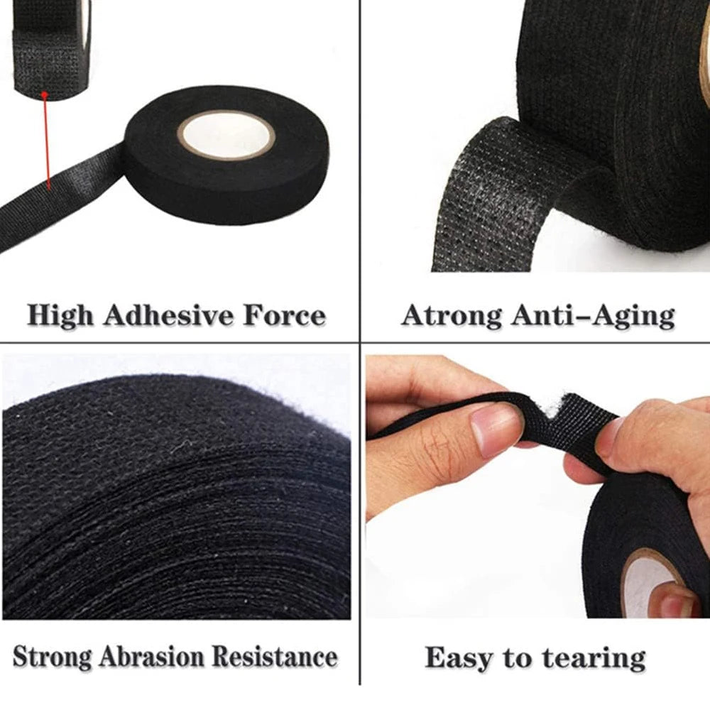 9/15/19/25/32mm Width Electrical Heat Resistant Harness Tape 15m 25m Insulation Automotive Wiring Protection Fabric Cloth Tape Qme