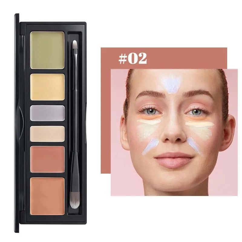 VERONNI 6 Colors Concealer Palette Full Coverage Waterproof Long Qme 02