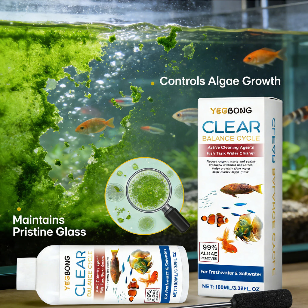 Fish Tank Water Clarifying Agent Quick Clean Stains and Sludge Control Algae Growth Water Purification Fish Tank Water Cleaner Qme