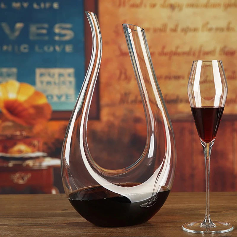 Crystal U-shaped Wine Decanter Box Swan Creative Separator Qme