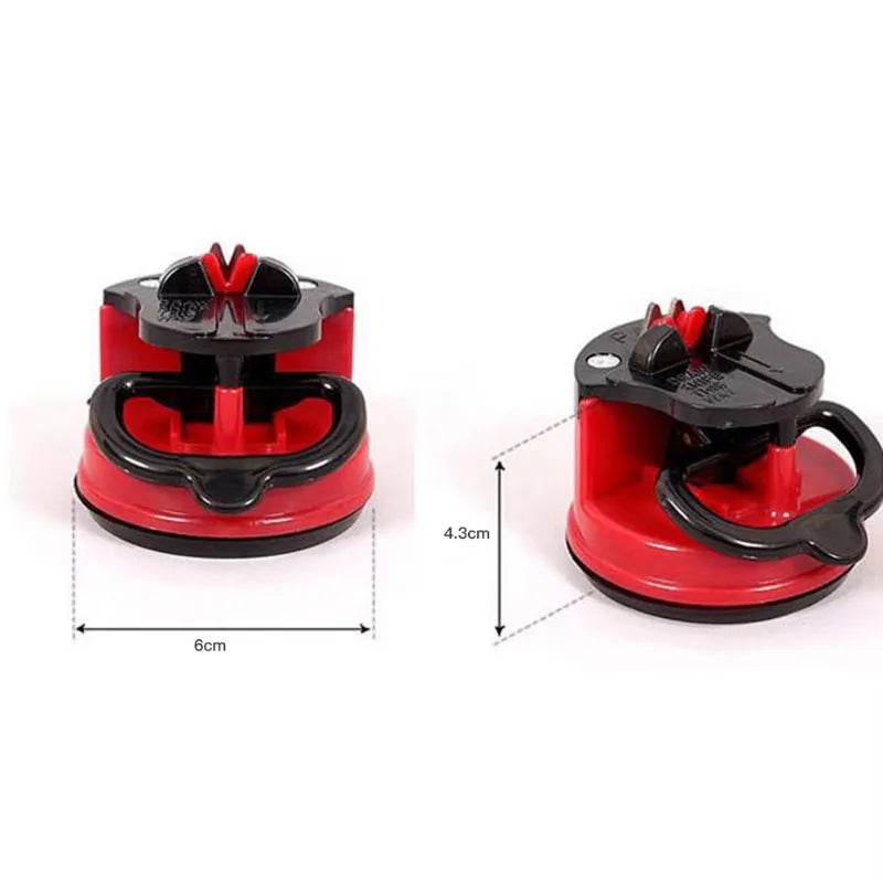 Portable Red Suction Cup Sharpener Tool Suitable Home Kitchen Friut Cut-knife Tool Outdoor Household Sharpener Accessories Qme
