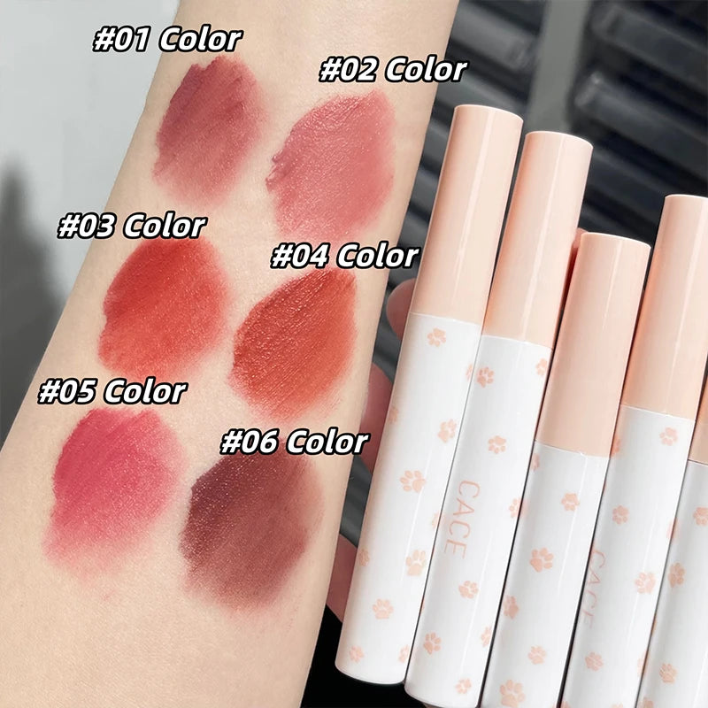 Airy Matte Liquid Lipstick Waterproof Long Lasting Velvet Lip Gloss Non-Stick Cup Nude Lip Mud Brown Pink Lip Tint Cosmetics Set Qme