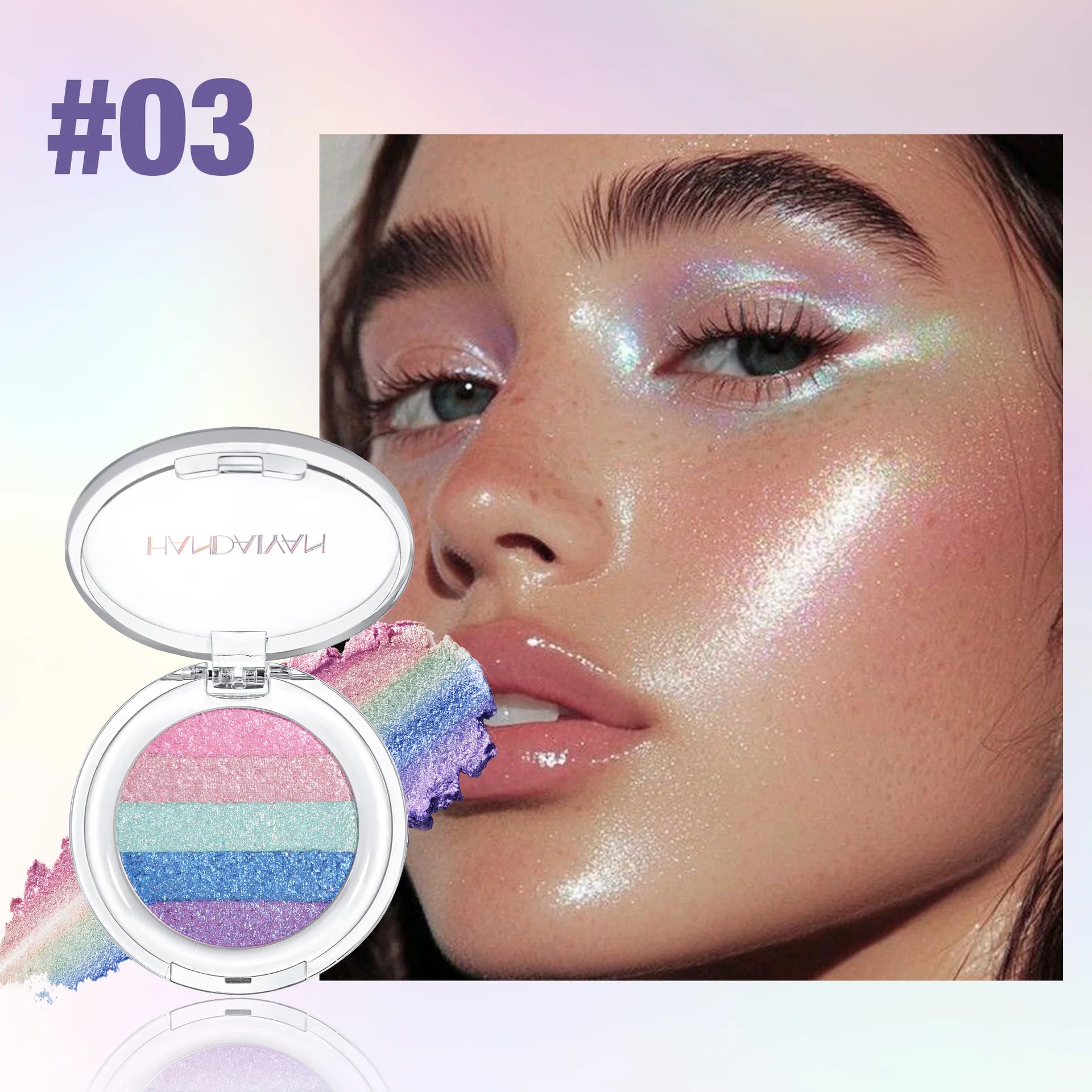 Colorful Highlighter Eyeshadow Palette Chameleon Pearl Texture Face Qme 03