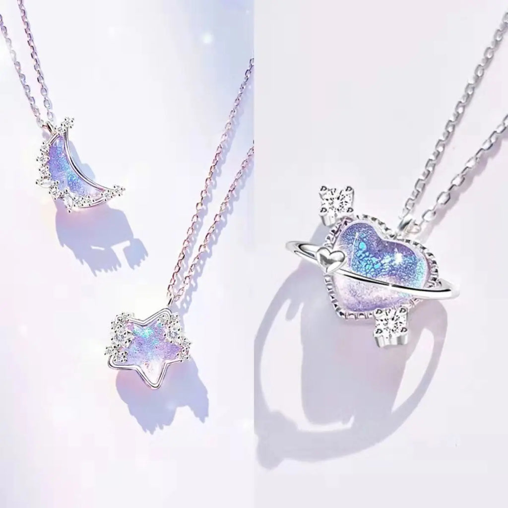 Creative Honey Star Moon Feather Heart Women's Necklace Girl Lady Object Party Banquet Anniversary Gift Qme