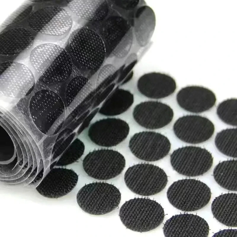 100Pcs Self Adhesive Double Sided Strong Glue Sticker Fastener Tape Dots Transparent White Round Hook Tape DIY Accessories Qme Black 15mm 102pair