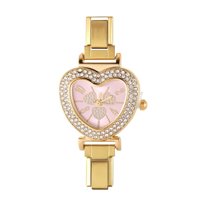2026 Wholesale Love Heart Oval Dial Watches Women's DIY 9MM Width Italian Elastic Charm Stainless Bracelet Bangle Jewelry Gift Qme Style 3