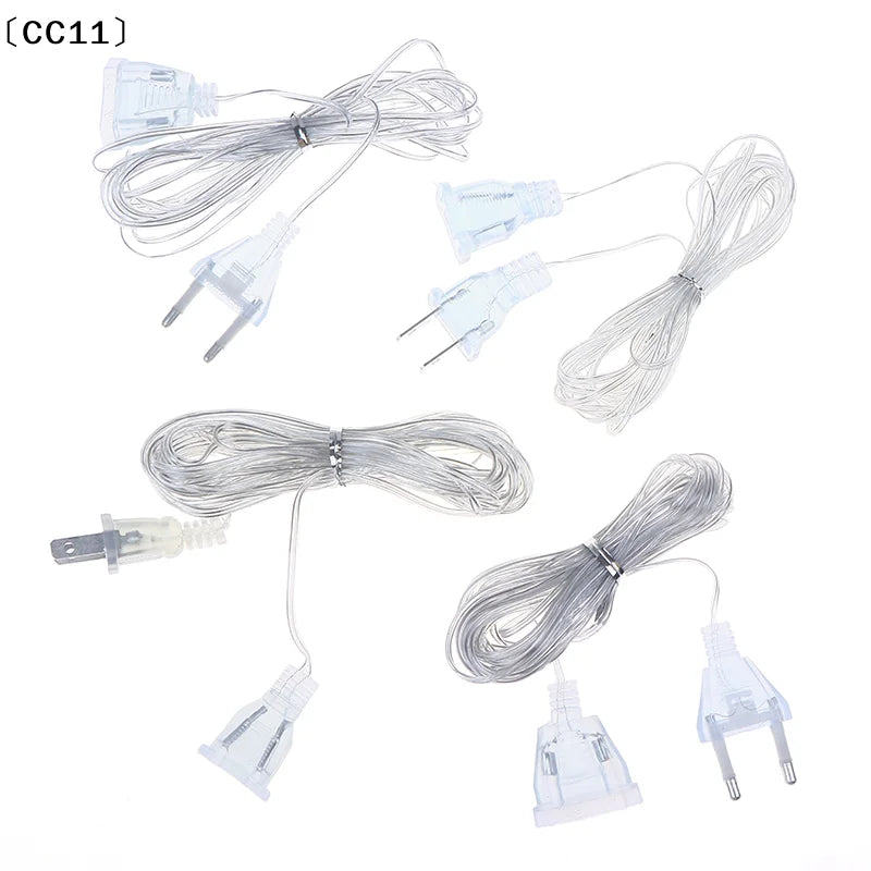 3M 5M EU US Plug Extender Wire Light String Extension Cable Standard Qme