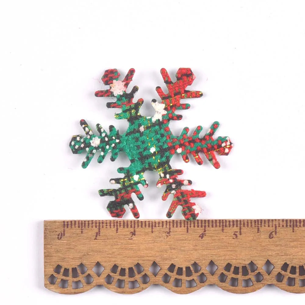 50Pcs Cute Glitter Elk Snowflakes Christmas Tree Patches For Clothes Stick-On Appliques DIY Kids Hairpin Bowknot Accessories Qme 10