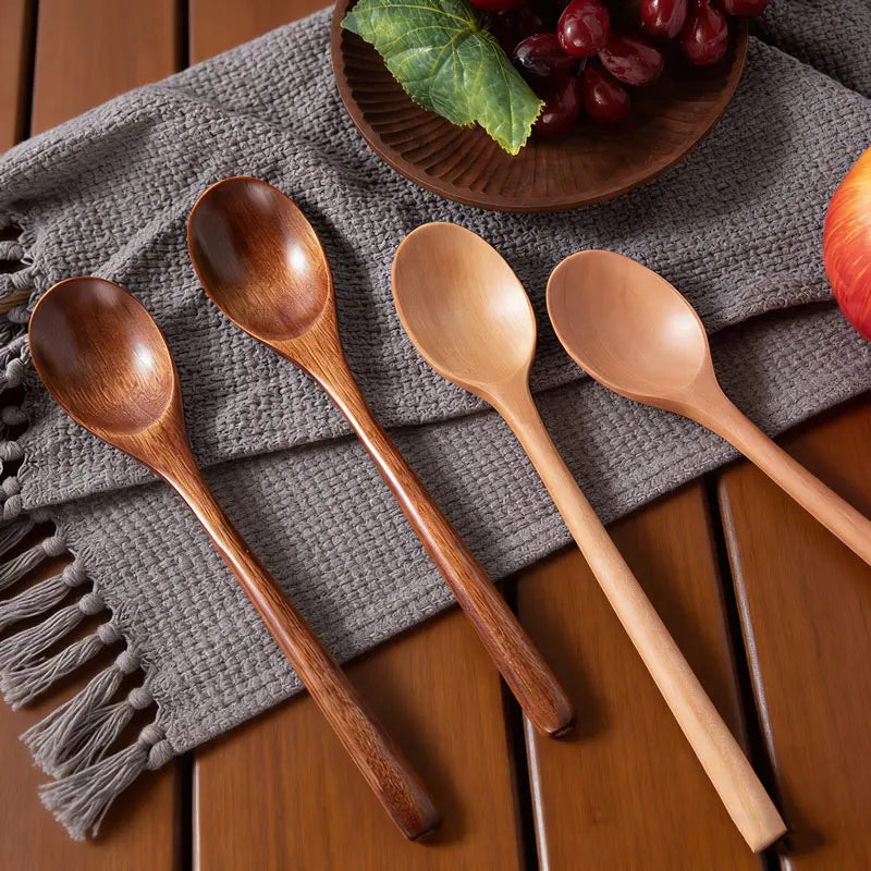 Wooden Spoon Tableware Kitchen Cooking Utensil Tools Soup Tea Spoon Catering Cooking Tool Coffee Soup Teaspoon Honey Spoon Qme