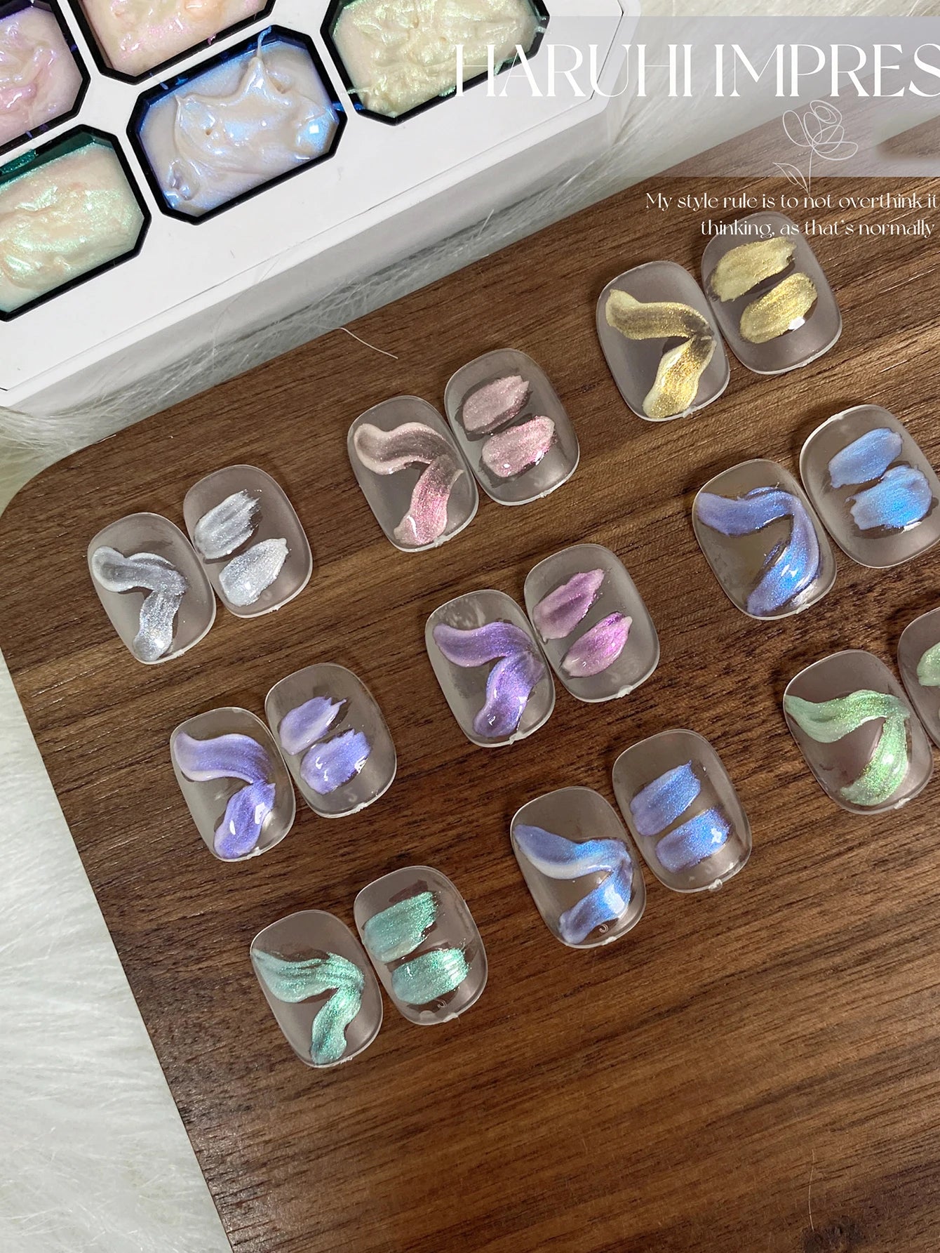9 Colors Aurora Pearl Effect Solid Adhesive Gel Nail Polish Gradient Qme