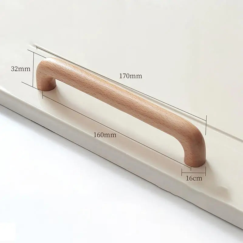 Natural Wood Color Cabinet Doors Solid Wood Handles Beech & Black Walnut Drawer Wooden Door Handles For Kitchen Bathroom Qme A10