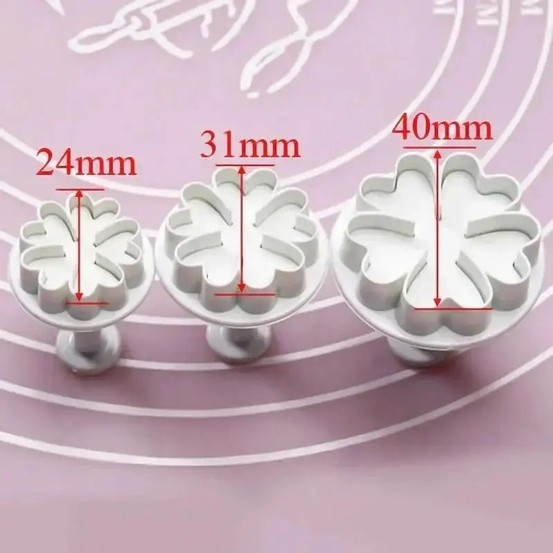 3Pcs Baking Convenience Tools Primrose Flower Plunger Cutters Fondant Cake Decorating Accessories Supplies Cake Tools Qme