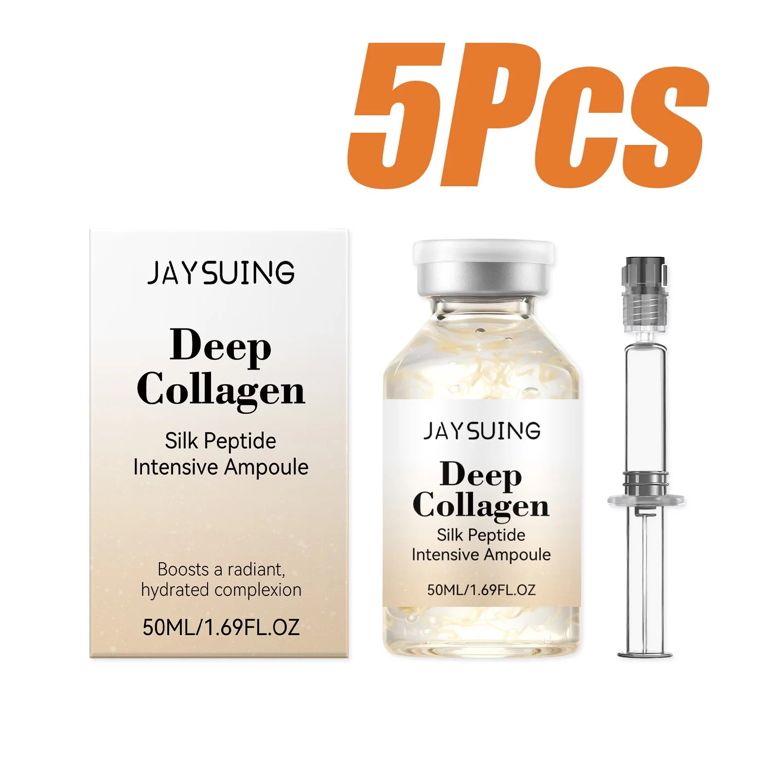 Collagen Silk Peptide Intensive Ampoule Lifting Tighten Skin Elasticity Booster Hydrating Anti-Wrinkle Firming Moisturizer Skin Qme 5Pcs