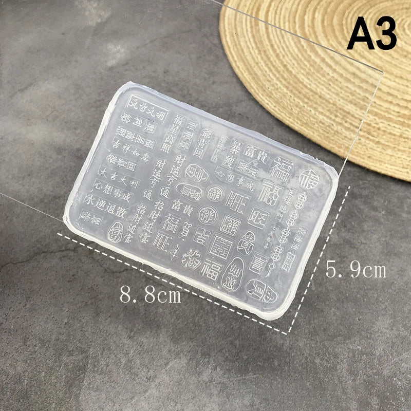 Chinese Manicure DIY UV Gel Drip Mold Retro Totem Fu Character Lucky Qme A3