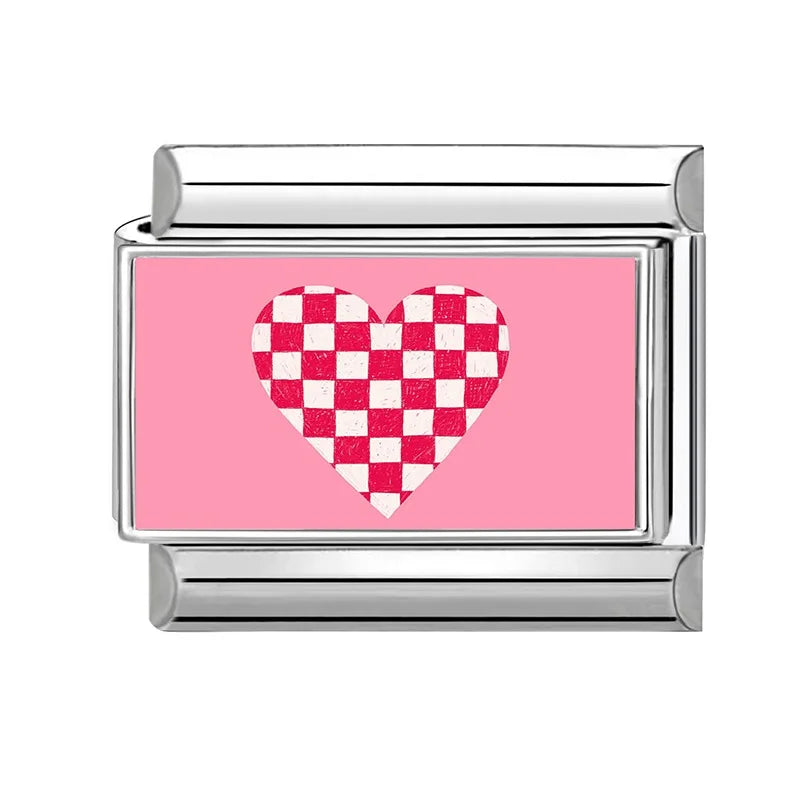 2026 New Women Romantic Heart Shiny CZ Heart Pattern Italian Charm Links Fit 9mm Bracelet Stainless Steel DIY Making Jewelry Qme S 32