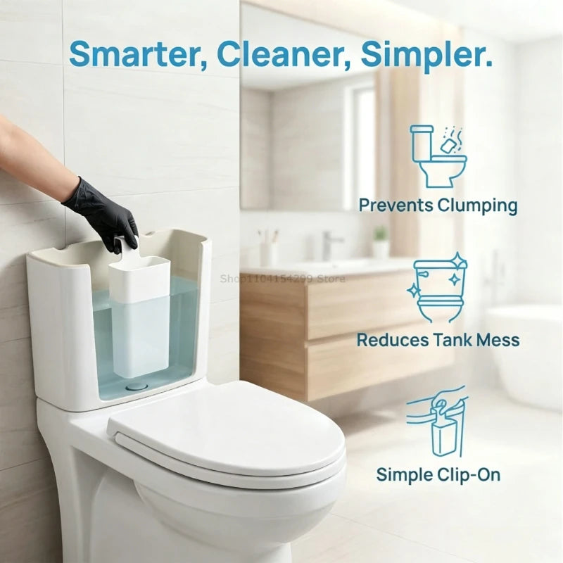 Toilet Bowl Cleaner Buffer Box | Hanging Slow-Release Dispenser for Toilet Tanks (Cleaner Not Included) - Extends Cleaning Time Qme