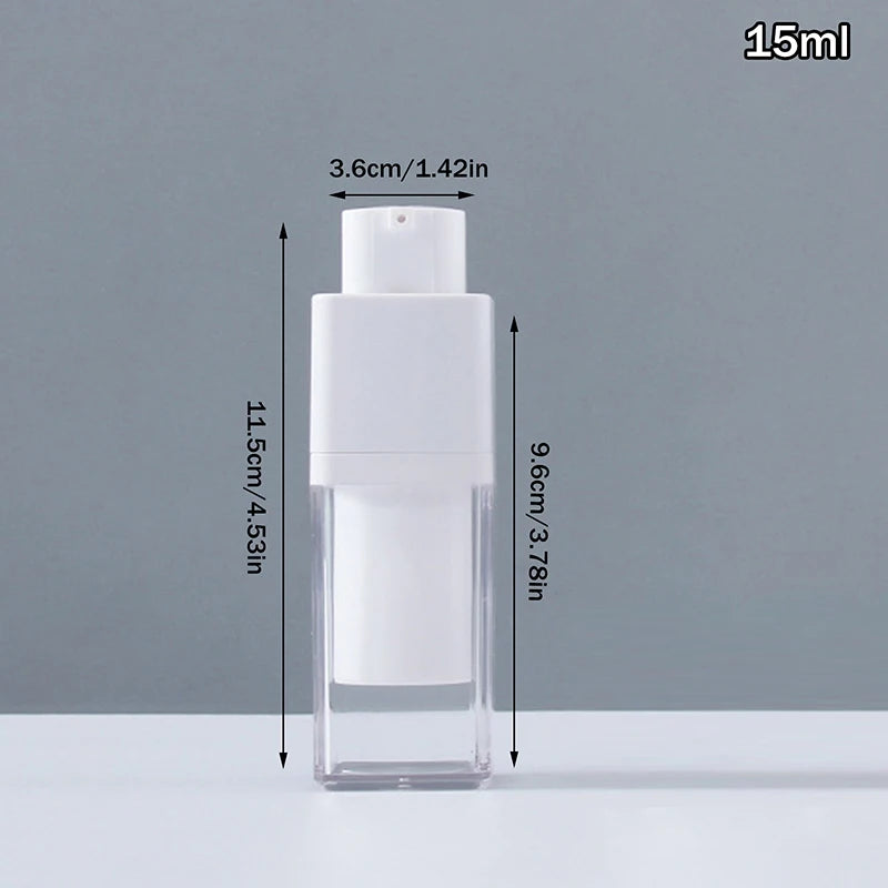 15 30 Square Vacuum Bottle Press Lotion Empty Dispensers Liquid Qme 15ml trans