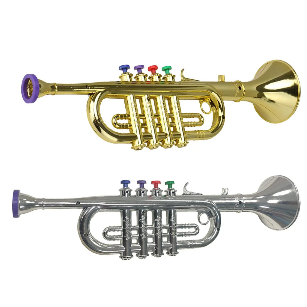 Kids Trumpet Children's Preschool Music Inspire Toys Horn Musical Instrument with 4 Color Keys Fun Music Toy for Children Qme