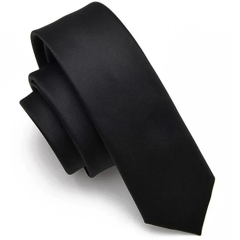 Black Simple Clip Tie Security Doorman Steward Matte Funeral Men Qme
