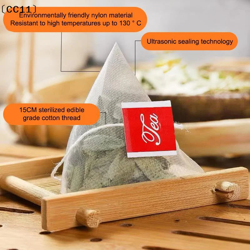 Disposable Triangle Tea Bag Nylon Pouch Empty Infuser Spice Coffee Qme
