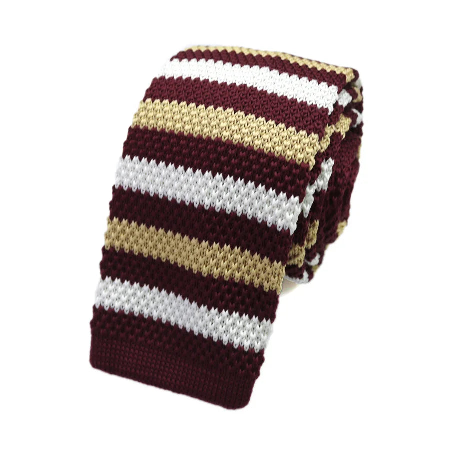 Striped Knitted Tie Casual and Fashionable Flat Head Tie 7CM Tie Colorful Personalized Trendy Manual Knot Tie Campus Style Qme 09
