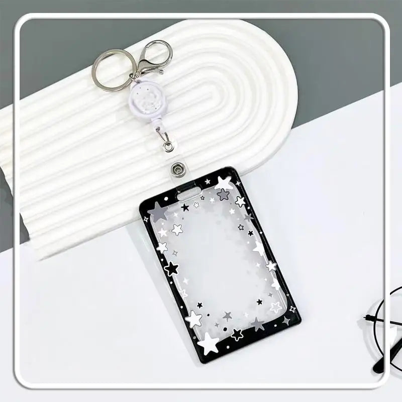 Star Sliding Cover Card Holder Transparent Portable ID Protector Kpop Qme A15
