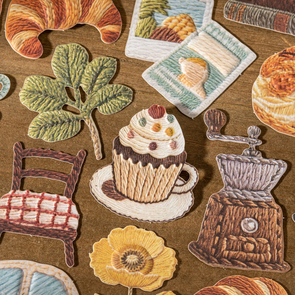 Embroidery Style Life Trinkets Sticker Pack, Must-Have for Students & Stationery Lovers, Multi-Purpose Decorative Stickers Qme
