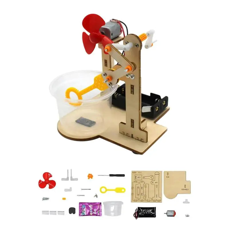 Early Learning Toy Technology Wooden DIY Hand Cranked Bubble Machine Qme