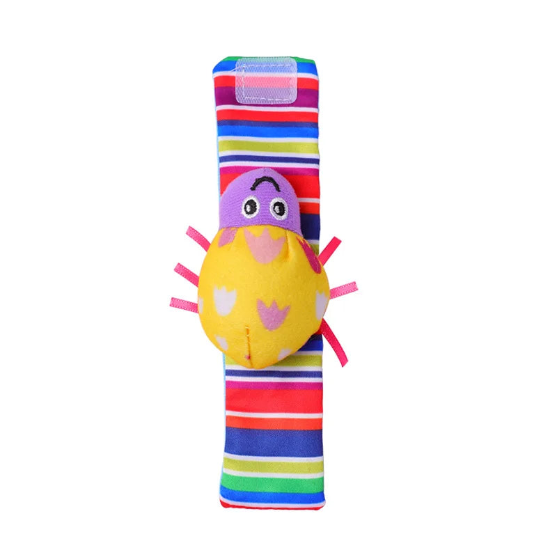4Pcs Baby Toy 0-12 Months Baby Rattles Toys Animal Socks Wrist Strap + Rattle Baby Foot Socks Bug Wrist Strap Baby Socks New Qme