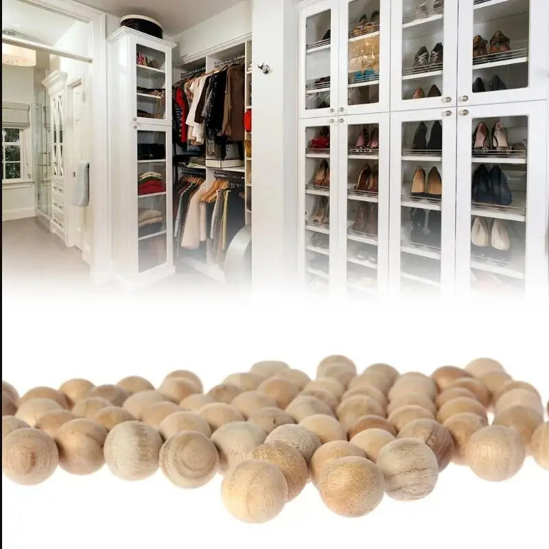 20/40/60pcs Natural Cedar Wood Balls Camphor Wood Balls Moth Repellent for Drawers Storage Boxes Odor-proof Moisture-Proof Bars Qme