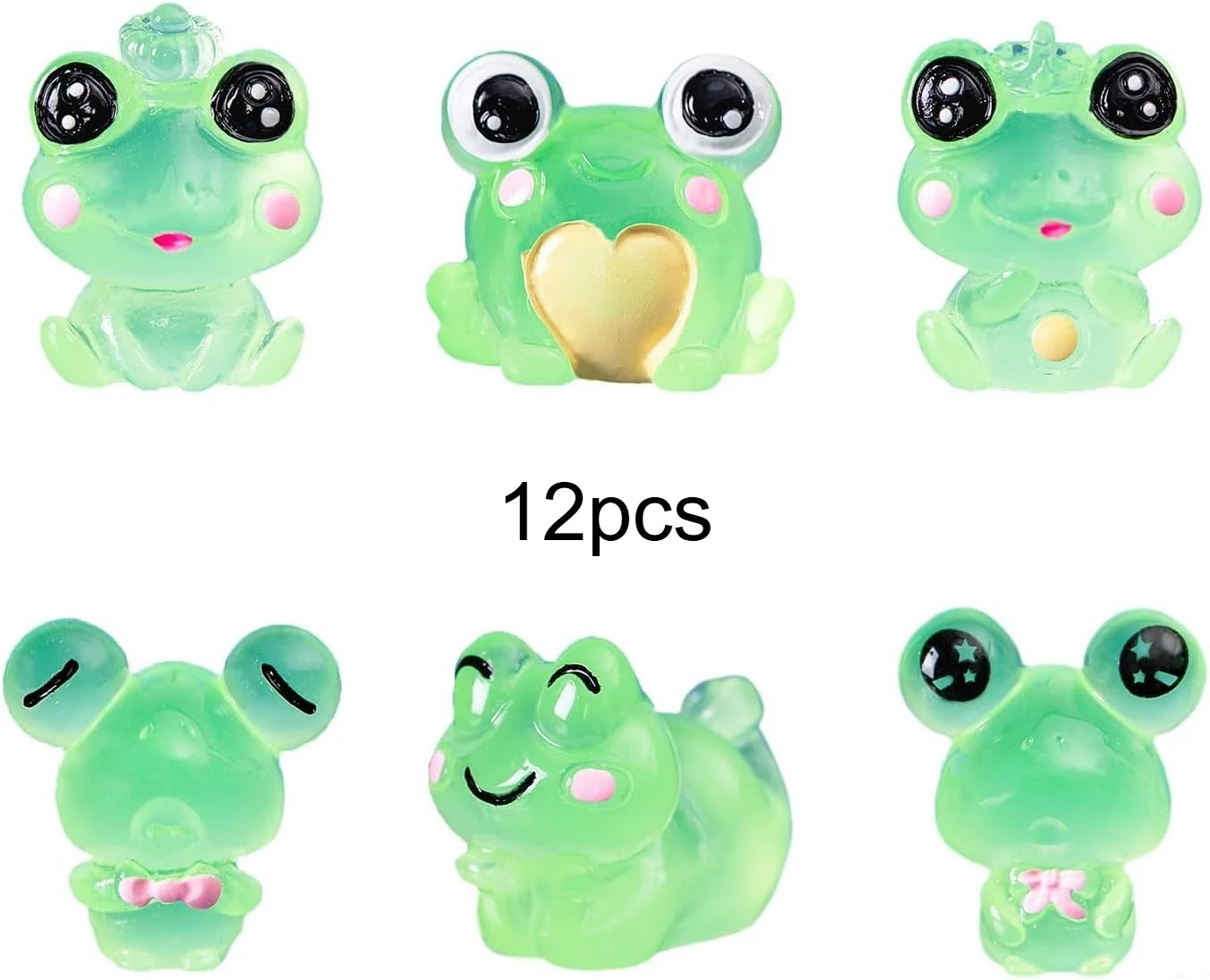 6/12/18/24 Pcs Luminous Mini Frog Figurines Glow In Dark Resin Frogs Moss Terrarium Dollhouse DIY Craft Decor Accessories Qme 12pcs