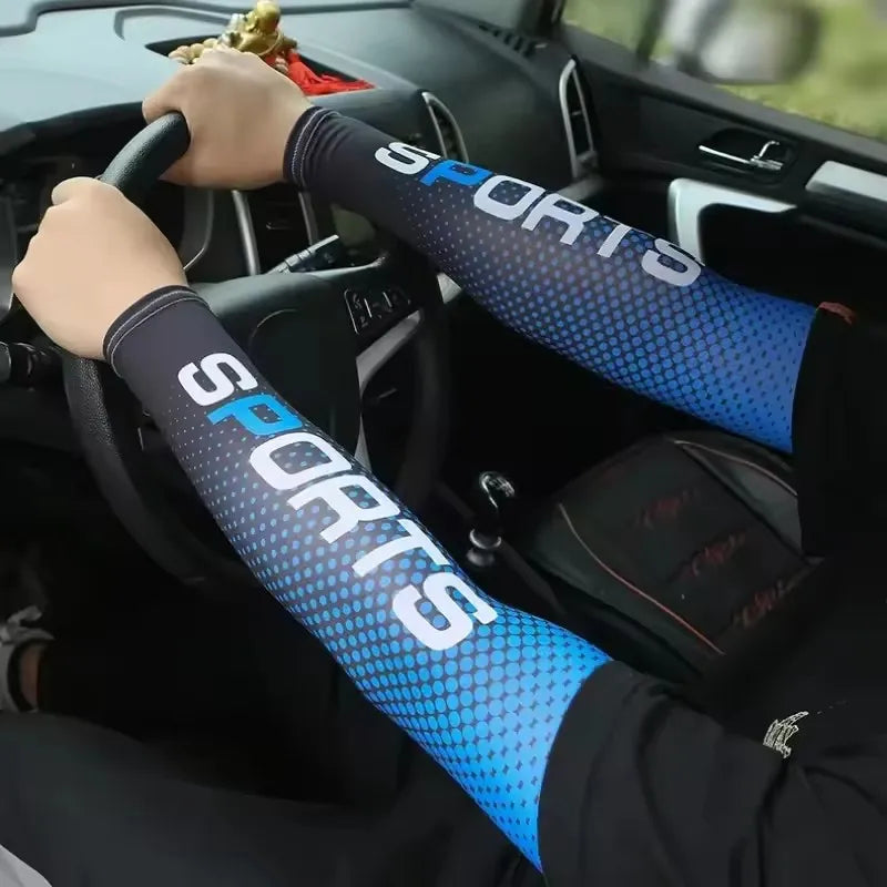 Ice Silk UV Protection Arm Sleeves Unisex Cooling Anti-Slip Breathable For Cycling Driving Outdon Outdoor Sports Cycling Sleeves Qme