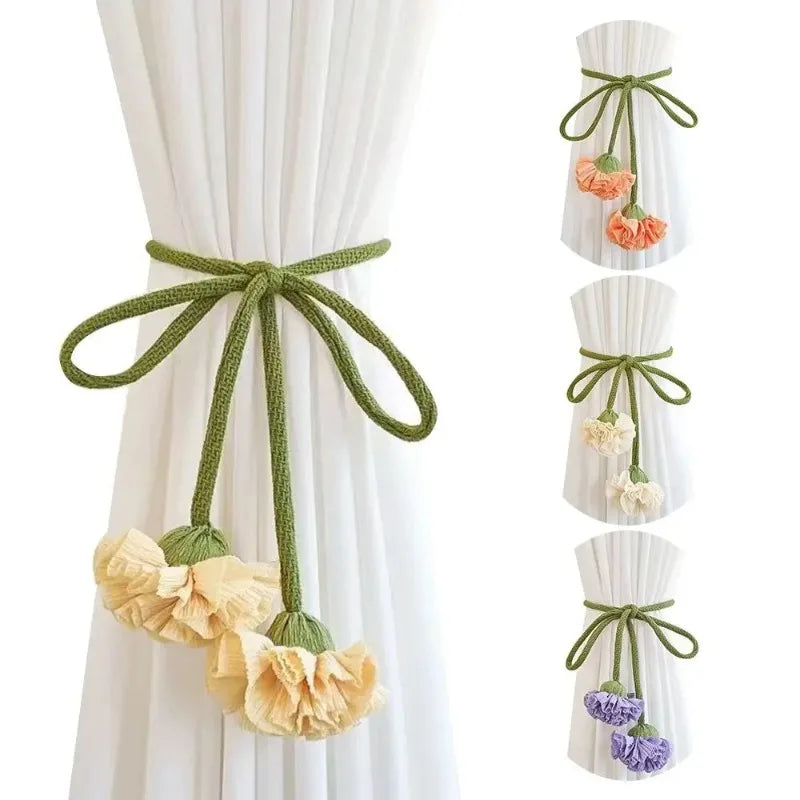 Fashion Flower Shape Curtain Tieback Elastic Band Window Buckles Qme