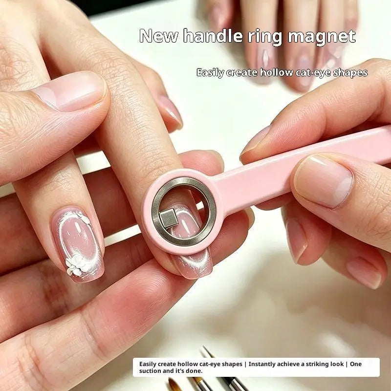 Ring Shaped Cat Eye Magnet Handle Nails Create Hollow Effects Qme