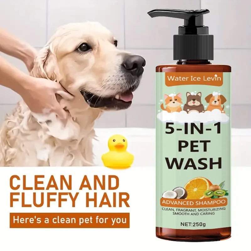 5-in-1 Natural Coconut Pet Shampoo, Conditioner, and Body Wash, Gentle Cleansing, Soothes Skin, Creates Shiny Fur, Safe and Healthy, Suitable for Cats and Dogs Qme
