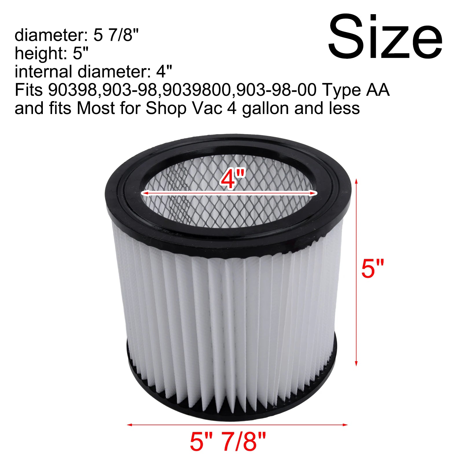 Filter For 90398 9039800 Type AA Wet/Dry Vacuum Cartridge Filter Accessories Vacuum Cleaner Cleaning Robot Qme