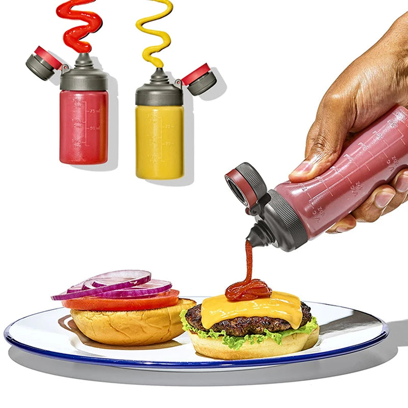 3 Leak-proof Squeeze Bottle Scale Kitchen Salad Sauce Portable Oil Qme