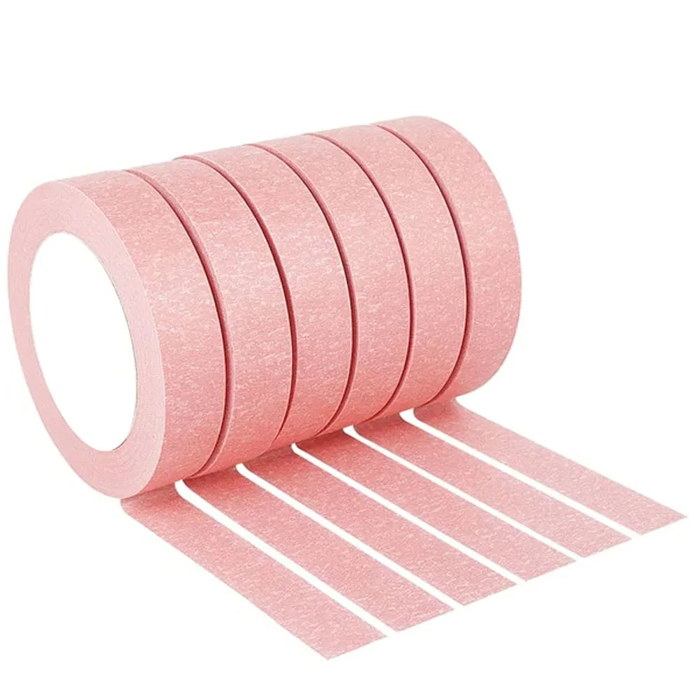 6 Rolls Pink Painters Tape, Masking Tape Bulk Sharp Edge Line Technology, Residue-Free and Artisan Grade Wall Trim Tape Qme 6 Rolls 15M 10mm
